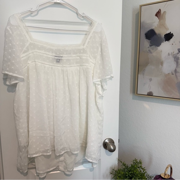 Torrid White Swiss Dot Button-Front Top Size 3 - Picture 5 of 5